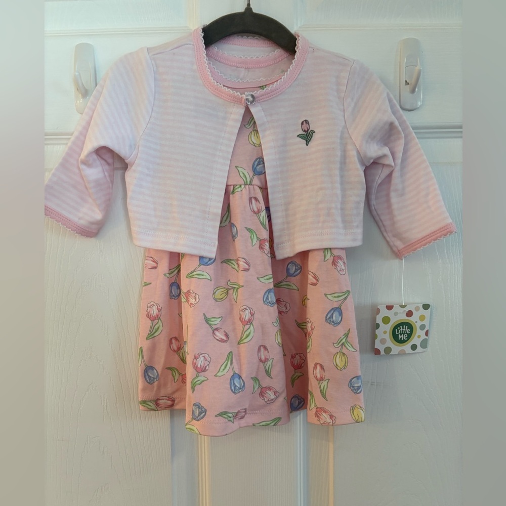 Little me dress and shrug. size 6 months.